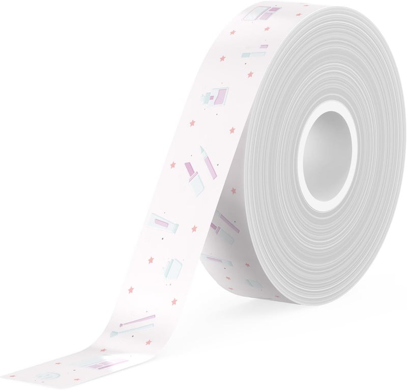 SUPVAN E10 & E11 Label Maker Tape, 0.59in × 19.7ft (15mm × 6m) Genuine Continuous Laminated Thermal Label Tape Refill, Waterproof Oilproof Child-Safe Durable Auto Detect Labels, Black on Cosmetics - Image 1